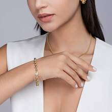 1 buc. Brățară din argint 925 placată cu aur de 18K, incrustată cu moissanit de 1 carat, potrivită pentru purtare zilnică, logodnă, nuntă, ținută de seară, cadou de lux pentru bărbați și femei, vine cu cutie cadou pentru Crăciun, Ziua Recunoștinței.