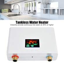 Calentador de agua eléctrico instantáneo, control remoto o panel táctil, calentador de agua de temperatura constante de frecuencia variable inteligente de 3000 W - Tipo de Enchufe B USA (110-127V) - Ver 6