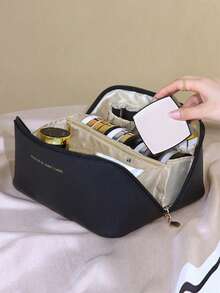 1 Stück PU-Leder Reise Make-up Tasche, großer wasserdichter Kosmetik Organizer mit hoher Kapazität, tragbare Handtasche für Hautpflege & Kosmetik, geeignet für Reisen, Universität, Strand, Schule, Badezimmer, Feiertage, Valentinstag, Muttertag, Weihnachten, Erntedankfest - Aprikosenfarben - Übersicht 15