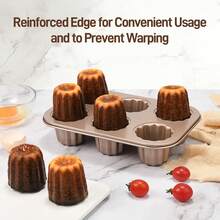 4/6/9/12 Pcs Non-Stick Angel Food Cake Baking Pan, Suitable For Commercial, Home, Daily, Birthday, Wedding, Cake Mold, Oven Use - Rose Gold - View 9