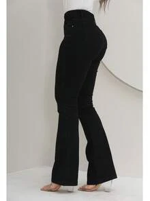 Women's Flare Jeans, High Waist, Bell Bottom - 黑色 - 查看 7