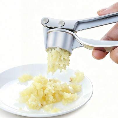 1/2pcs Metal Garlic Press, Professional Manual Garlic Cutter, Garlic And Ginger Press, Vegetable Chopper/Garlic Cutter And Peeler/Seasoning And Spice Tools/Daily Household Necessities/Kitchen Accessories/Kitchen/Valentine's Day/Wedding/Valentine Day/Easter