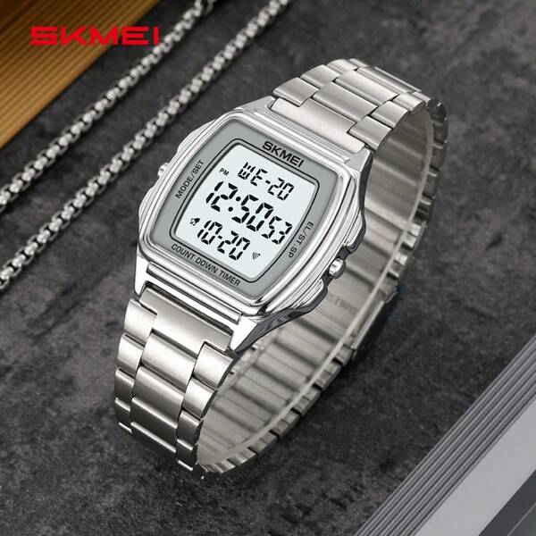 Skmei Men Digital Watch Skmei 2239 Stainless Steel Strap 30 Meters Waterproof Luxury Gold Wristwatch