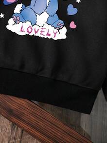 Young Girl Cartoon Pattern Warm Sweatshirt