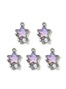 10/20pcs Random Styles Romantic Pink Pendants Collection - Heart, Moon, Bow-Knot, DIY Jewelry Accessories Valentines - Pink - View 19