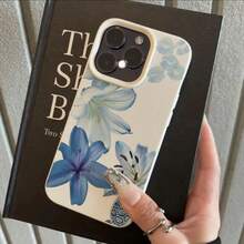 1pc Blue Floral Lip Print Sea Turtle Mixed TPU Protective Case, Compatible With Apple 16 15 14 13 12 11 Plus Pro Max Series, Personalized INS Style Protective Cover, Fashionable Minimalist Anti-Fall Cute Phone Case, High Aesthetic Design, Birthday/Holiday Gift