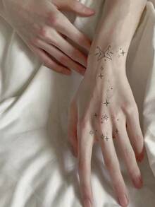 Washable Temporary Tattoo Stickers 1 Piece Of Pvc Multi-Element Small Fresh And Cute Style Star Butterfly Finger Tattoo Stickers Waterproof And Sweat-Proof, Suitable For Daily Use By People, Can Be Maintained For 1-3 Days