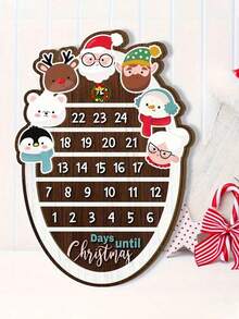 1 件圣诞倒计时日历，圣诞木制装饰，圣诞老人倒计时，带有彩色装饰的圣诞挂历，节日主题，圣诞装饰，适合家居装饰，圣诞节，新年 - 彩色 - 查看 12