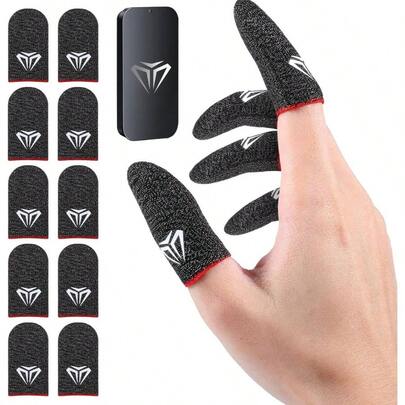 10PCS Gaming Finger Sleeves, Ultra - 0.3mm Silver Fiber Thumb Sleeves, Anti - Sweat Smooth Touchscreen Gloves Game Controller, Mobile Phone Tablet, Fingers Protectors