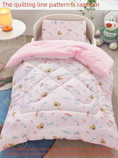 1pc Soft & Breathable Plush Toddler Blanket, Cute Animal & Plant Patterns, Suitable For All Seasons, Great Gift For Babies And Infants, Please Check Size Chart Carefully According To Child's Height And Age
