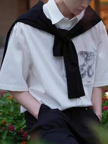 1 peça Cardigan xale casual de malha de cor sólida, poncho versátil de alta qualidade em estilo coreano para homens e mulheres