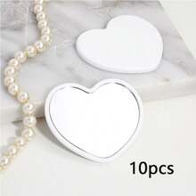 1 pieza/5 piezas/10 piezas/20 piezas/50 piezas Espejo compacto con forma de corazón, espejo portátil para estudiantes, espejo de bolsillo para viajes, espejo de maquillaje con forma de corazón