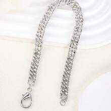1 Simple And  Stainless Steel Silver Chain Bracelet For Men's Daily Wear, Music Festival Parties, Dates, Boyfriend Gifts - 銀色 - 查看 7