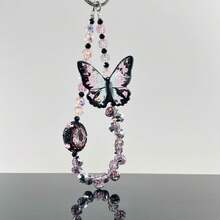 水晶蝴蝶串珠手机挂饰，【防摔】可拆卸时尚水晶手链挂绳，适用于手机、包包、钥匙扣、相机，可用作吊坠装饰