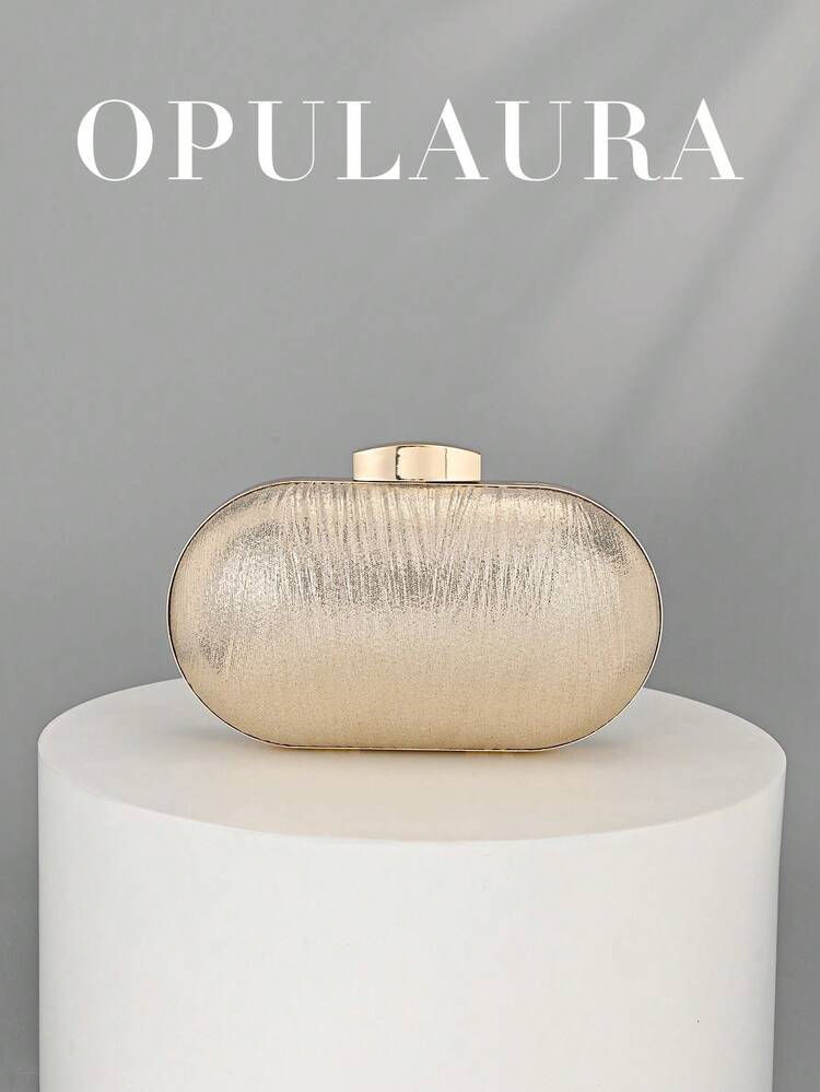 OpulAura 女士简约贝壳形奢华皮革手拿包，优雅迷人的晚礼服钱包，闪亮的夜间外出手提包，适合正式派对、浪漫婚礼，配有链条 - 金色 - 查看 6