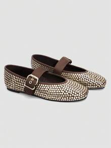 新款时尚舒适亮片平底女鞋，适合日常、度假和夏季穿着，非常可爱 - 摩卡棕 - 查看 4