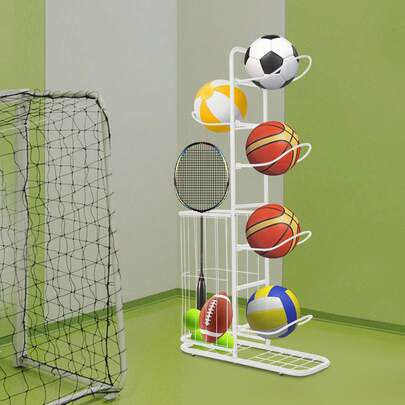 Organizzatore da garage per attrezzature sportive, portaoggetti per palloni da basket, staffa per mensola rimovibile, atossico, inodore, resistente alla corrosione e alla ruggine per riporre palloni da basket, palloni da calcio, palloni da pallavolo, palloni da badminton, palloni da tennis, giocattoli