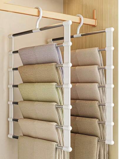 Multi-Layer Pants Hanger - Clothing Forms A Space-Saving, Non-Slip Wardrobe Organizer For Scarves, Jeans, Pants With Multi-Layer Shelves And A Sturdy Design(This Product Needs To Be Assembled By Itself. Installation Is Simple And Easy To Operate)