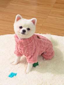 四条腿毛茸茸的狗狗睡衣，寒冷天气的保暖衣物，柔软的宠物连体衣，让小型、中型、大型犬在冬天保持温暖 - 灰色 - 查看 5