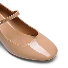 Women's Mary Jane Chunky Heel Pumps Block Heels Closed Toe Comfortable Festival Party Dress Office Shoes - 杏色 - 查看 6
