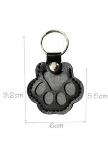 Llavero con colgante de pata de gato de cuero creativo y de dibujos animados como accesorio para prevenir la pérdida de mascotas