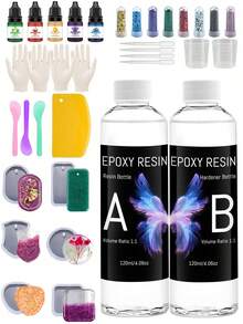 透明环氧树脂，环氧树脂套装，自流平，无气泡涂层和浇铸树脂，适用于DIY艺术和工艺品、珠宝、杯垫、模具