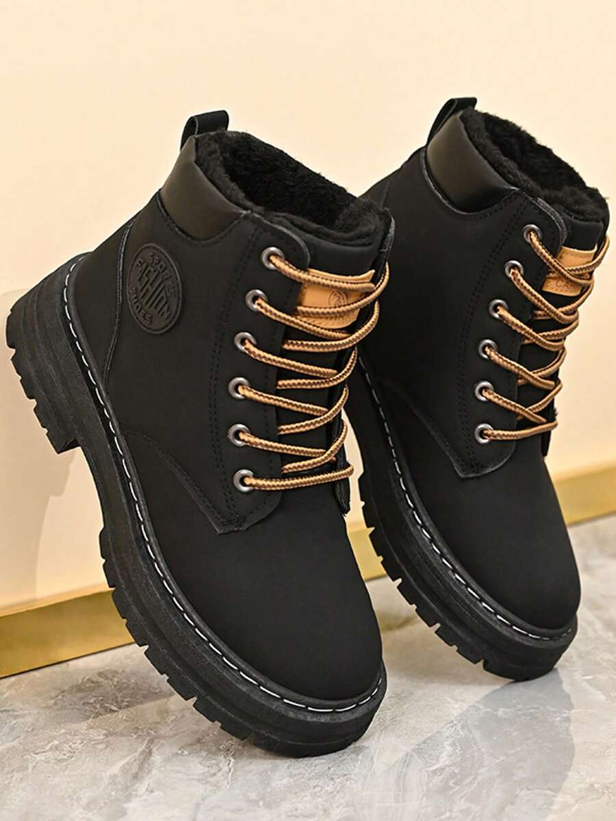 Botas de trabajo marrones para mujer, botas de construcción duradera para otoño, botas vaqueras con puntera de acero, impermeables y antideslizantes - Adecuadas para diversas actividades diarias (forro térmico para mayor calidez), de moda, casuales y cálidas (Corre pequeño, pida medio número talla grande si tiene los pies anchos)