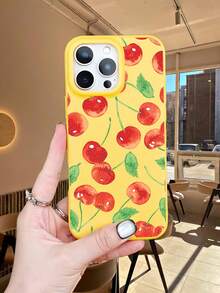 Watercolor Cherry Fruit Phone Case, A Lovely Summery Shockproof Phone Case With A Beautiful Red Cherry Pattern And Leaves,Compatible With Iphone 17Promax/17Pro/17Air/17/16Promax/16Pro/16Plus/16/15Pro - 摩卡 - 查看 11
