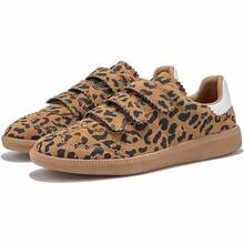 Sneakers For Women Lightweight Tennis Shoes Fashion Vegan Leather Hook & Loop Sneakers Non-Slip Walking ShoesChristmas - 豹 - 查看 4