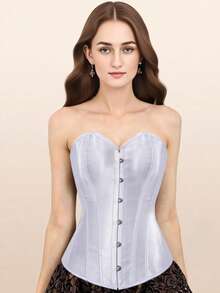 Jutrisujo White Corset Top Women Lace Push Up Plus Size Gothic Bustier Princess Renaissance Vintage Halloween - 808-Trắng - Xem 7