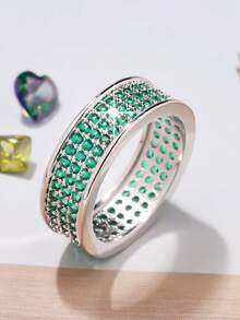 1pc Fashionable Exquisite Crossed Full Ring For Women, Great Gift For Valentine's Day, Date, Anniversary - Silver - View 4