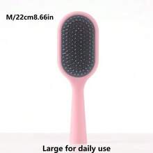 Pink Heart-Shaped Fashion Hand-Held Soft Hair Brush, Anti-Tangle Styling Portable Compact Curling & Cutting Tool - Pink 2 - View 2