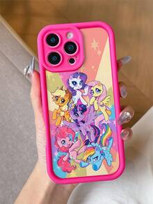 1 pieza Funda protectora de teléfono a prueba de golpes con diseño minimalista de My Little Pony compatible con iPhone 11/12 Pro/13/14 Pro Max/15 Pro Max/16 Plus/XS/8 Plus