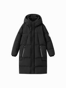 Balabala Kids Long Down Coat, Thick Winter Jacket, Hooded Warm Outerwear For Boys & Girls - Black - View 4