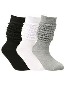 4 Pairs Slouch Socks, Women's Soft Knitted Boot Socks, Solid Color Compression Socks, Bubble Socks Crew Socks, Fall Autumn Winter Warm & Breathable Socks, Halloween Christmas Xmas Gift - Multicolor - View 10