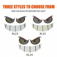 1 set 5V Lumière visage souriant Marque œil du diable Grande XL-12/XL-13/XL-14 Source lumineuse LED préférée Prise USB Prêt à l'emploi Lumière néon brillante, colorée et fraîche 11 modes commutables Dos adhésif Installation non destructive Convient pour la décoration de voiture, les festivals, la décoration de fête