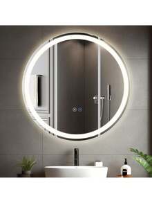 homefire Mirror Bathroom Bathroom Mirror With Lighting - LED Bathroom Mirror Round 80cm Wall Mirror Bathroom With Touch Switch And Defogger Function IP44 Light Mirror Dimmable 3000K-6500K - White - View 10