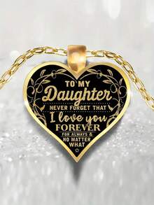 suteyi To My Daughter: Never Forget I Love You Heart Pendant Necklace, Christmas/Birthday Gift - Multicolor - View 2
