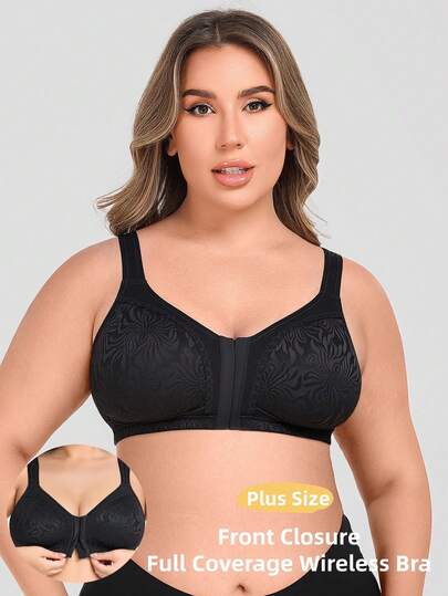 Wingslove Reggiseno minimizzatore con chiusura anteriore per donna - Copertura completa senza ferretto, comodo, non imbottito, taglie comode, spalline larghe, taglie dalla C alla G, tessuto morbido per uso quotidiano, reggiseno di supporto senza ferretto per signore