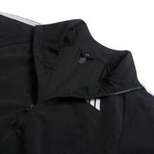 Adidas Women's Stand Collar Woven Jacket With Puff Sleeves Design, Casual Sportwear Top With Detachable Bow, Loose Fit Outerwear - Black/white - View 3