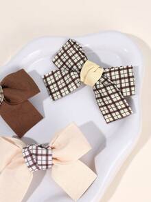 12 Stücke lässige Haarschleifen-Clips für Mädchen, karierte Schleifenspangen, braune Haarclips, Herbst Haaraccessoires, Mädchen Haaraccessoires für den Alltag