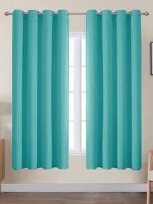 VEHEDE Bộ 2 rèm cửa cách nhiệt phòng khách có khoen, rèm cản sáng, bộ 2 rèm cản sáng màu be, be nhạt. - Màu xanh ngọc - Xem 12