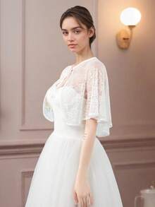 1 件优雅蕾丝新娘披肩，多色婚礼宴会披肩，女士百搭斗篷外套配饰。埃及艳后服装，适合女士节日派对、舞会礼服 - 彩色 - 查看 2