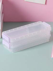 1Pc Transparent Double Layer Stationery Box For Desktop Storage Of Student Learning Supplies School Simple Multifunctional Large Capacity Versatile Personalized Waterproof, Dustproof