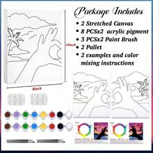 2 Pack Sip And Paint Kit Adults Couples Painting Kit Pre Drawn Canvas To Paint At Home Date Night Party Favor Supplies Art Painting Set Couples Activity Beach Lovers 8x10 Canvas Painting Kit - 基本繪畫工具包 - 查看 5
