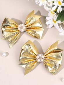 2pcs/4pcs Shiny Gold & Silver Bow Hair Clips, Suitable For Girls, Sparkling And Charming, Exquisite Gift For Girls, Alligator Clips, Suitable For Festivals, Parties, Prom And Daily/Vacation Wear - Multicolor - View 1