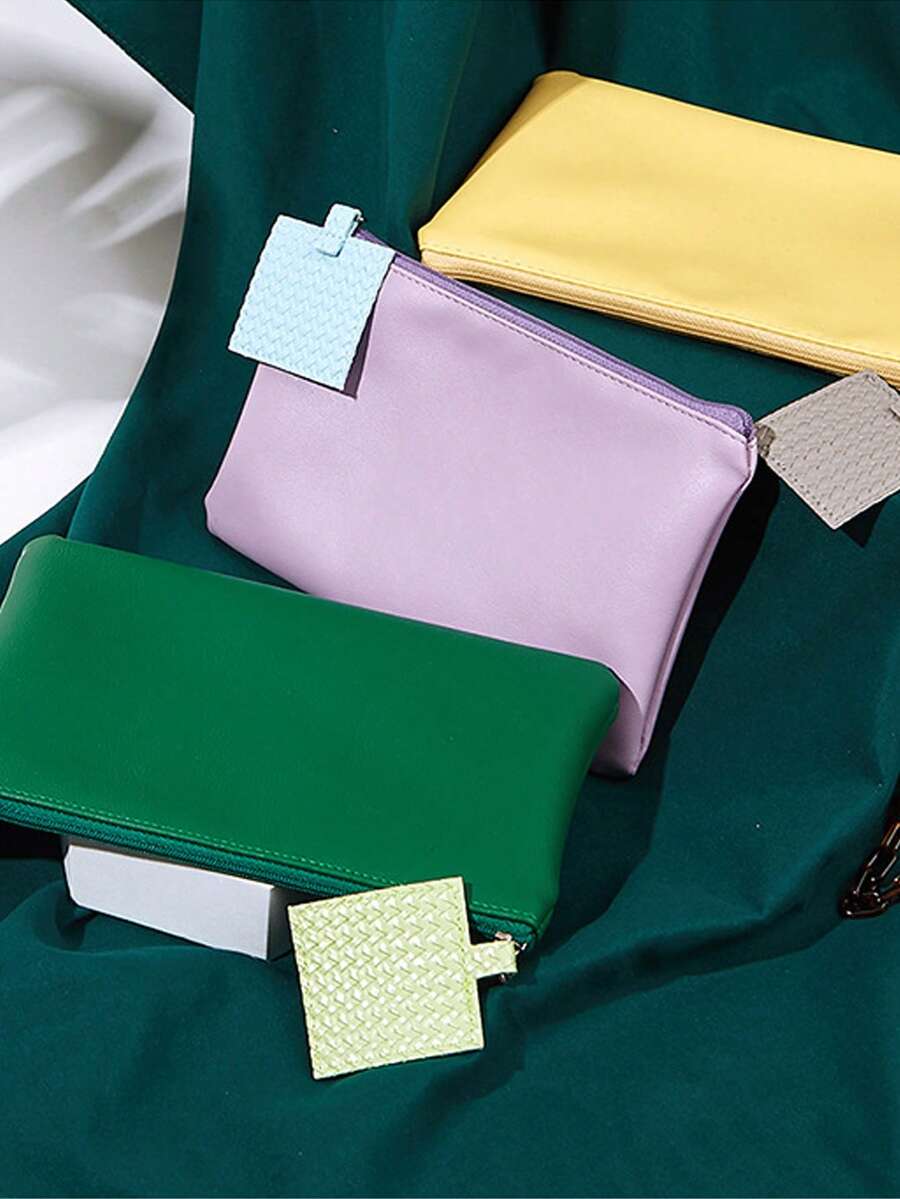 Nova bolsa com zíper em cores pastéis, bolsa portátil para celular com fecho de zíper de 20 x 12,5 cm, bolsa de cosméticos pequena minimalista em PVC de cor sólida, estilo doce, estilo casual, transparente, feminina, primavera, verão, outono, inverno, menina, estudante, amante de maquiagem, jovem, dia dos namorados, Natal, dia das mães, ação de graças, armazenamento para viagem, deslocamento diário, festa e encontro, vida no campus, organização doméstica, escolha de presente