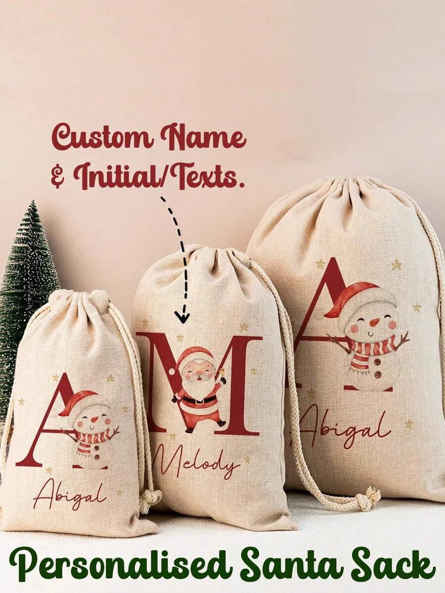 Personalized Santa Claus Bag - Customized Christmas Bag - Personalized Christmas Toy Bag - Initial Letter Christmas Reindeer - Christmas Gifts. Christmas Gifts, Large Santa Claus Bag, Christmas Stocking Bag, Holiday Gift Bag, Personalized Christmas Bag, 2025 Family Gifts, Santa Claus Gifts. Customized Initial Letter Santa Claus Bag, Personalized Christmas Gift Bag, Letter Combination Drawstring Bag, Fashion, Casual, Minimalist - Multicolor - View 1