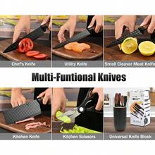 Knife Set, 6-Piece Black Kitchen Knife Set For Home, Anti-Rust Non-Stick Stainless Steel Sharp Chef Knife Set With Universal Knife Block For Kitchen, Ergonomical Design (Black) - Black - View 5