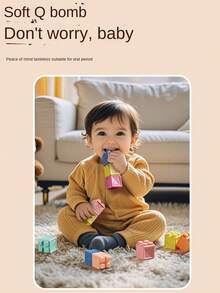 婴儿积木，幼儿叠叠乐玩具，8/16/24/32 片装软质益智积木 - 数字、形状、颜色、动物 - 推压式 - 适合 6 个月以上宝宝，1-3 岁，颜色随机，适合开学季、万圣节、圣诞节等各种场合 - 彩色 - 查看 5